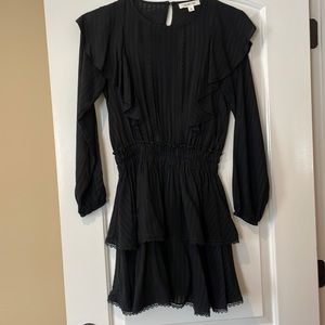 Shabby chic Black ruffle long sleeve dress